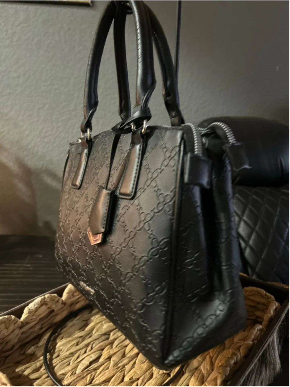 Women's Nine West Black Satchel Bag, One Size